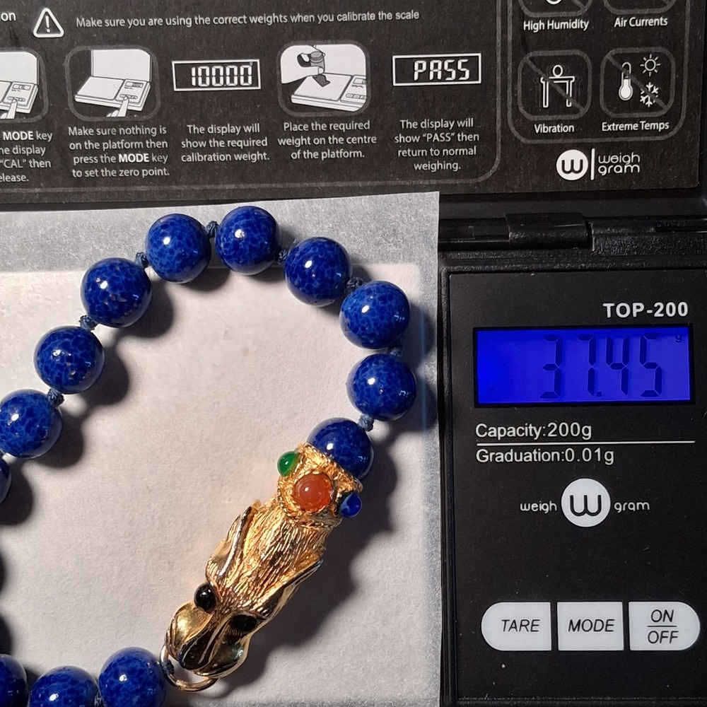 Les Bernard Lapis Lazuli Panther Bracelet Multi Gem Cabochon 8" Large Vintage - Picture 2 of 16